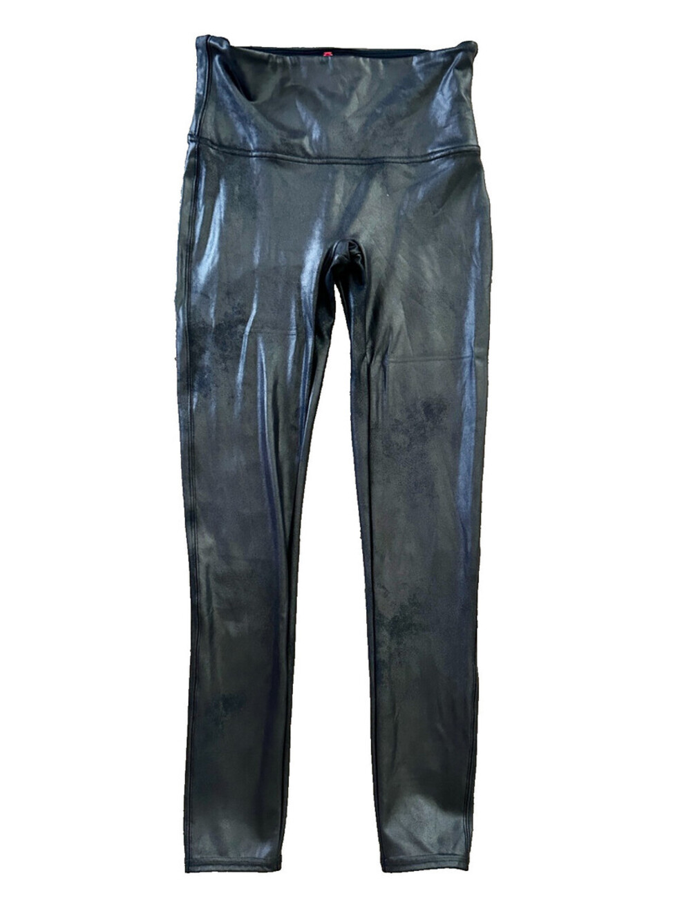 NEW Spanx Sara Blakely Black Faux Leather Leggings Reptile Scale High Rise L